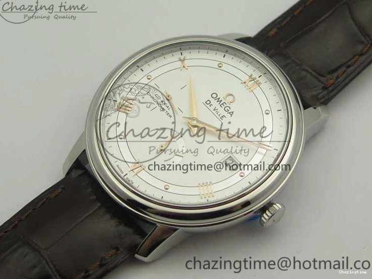 0107 De Ville Prestige Real Power Reserve SS TW 1:1 Best Edition White Dial RG Markers On Leather Strap A Thermal 8089